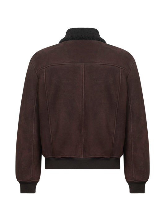 Giacca bomber in montone marrone