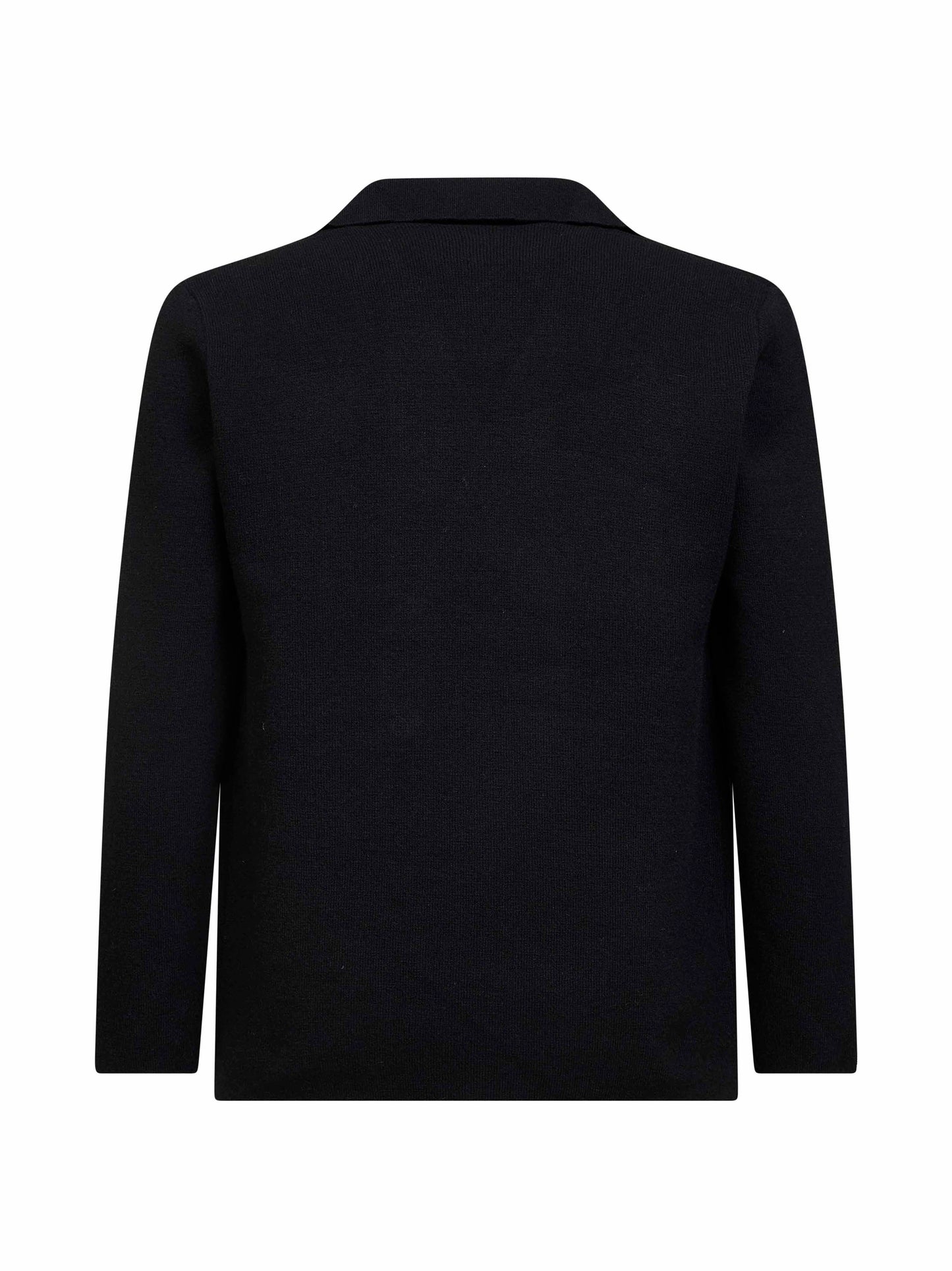 Black double-breasted wool blend knit blazer