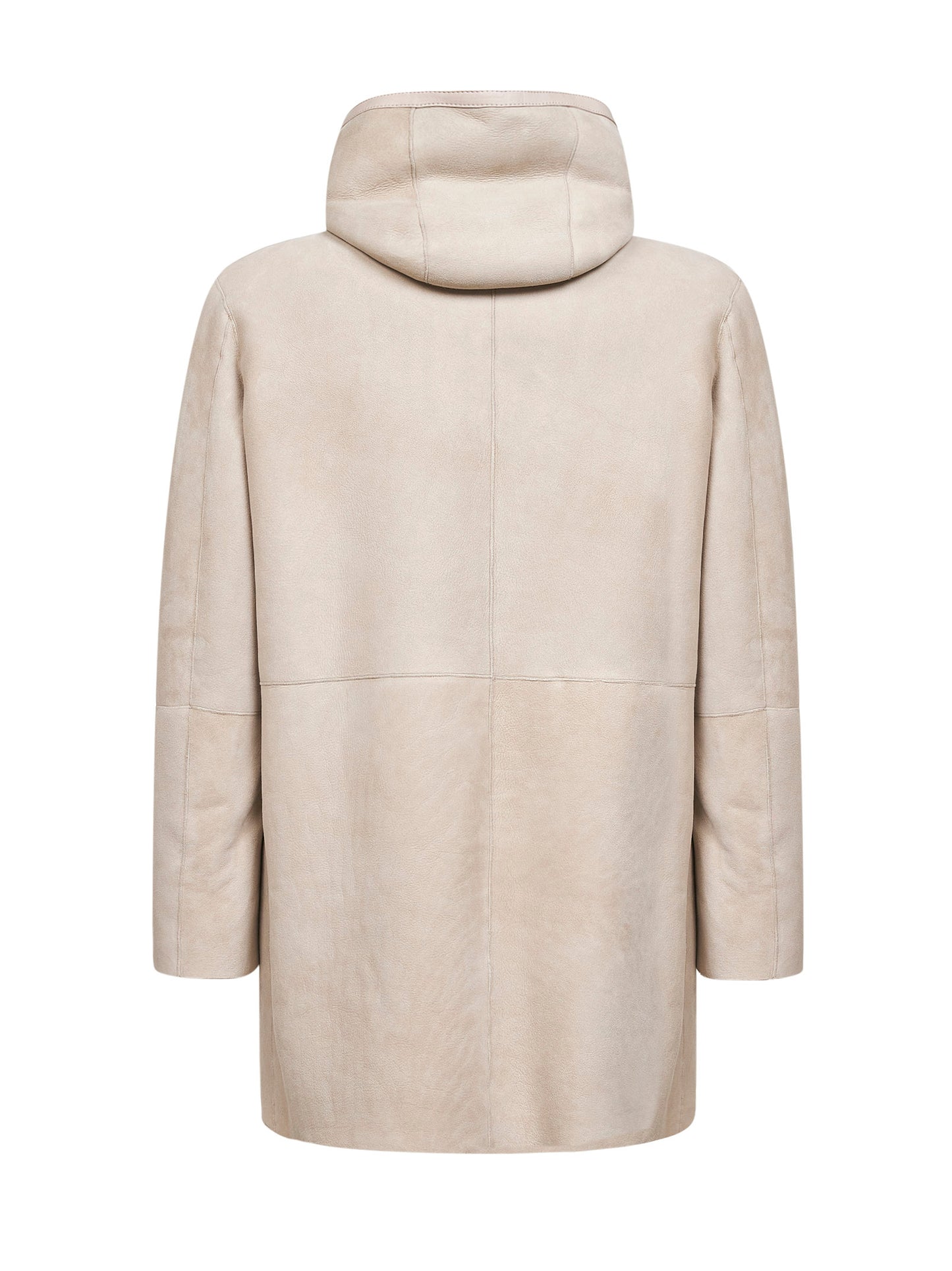 Cream shearling Wilson hooded coat