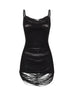 Black knit fringed mini dress