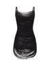 Black knit fringed mini dress