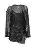Black sequin net knit mini dress<BR/>
