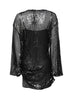 Black sequin net knit mini dress<BR/>
