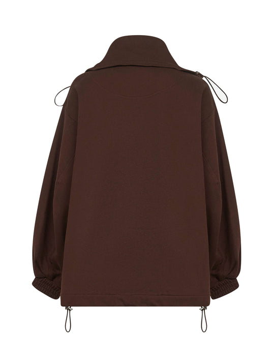 Brown double American fleece anorak sweatshirt