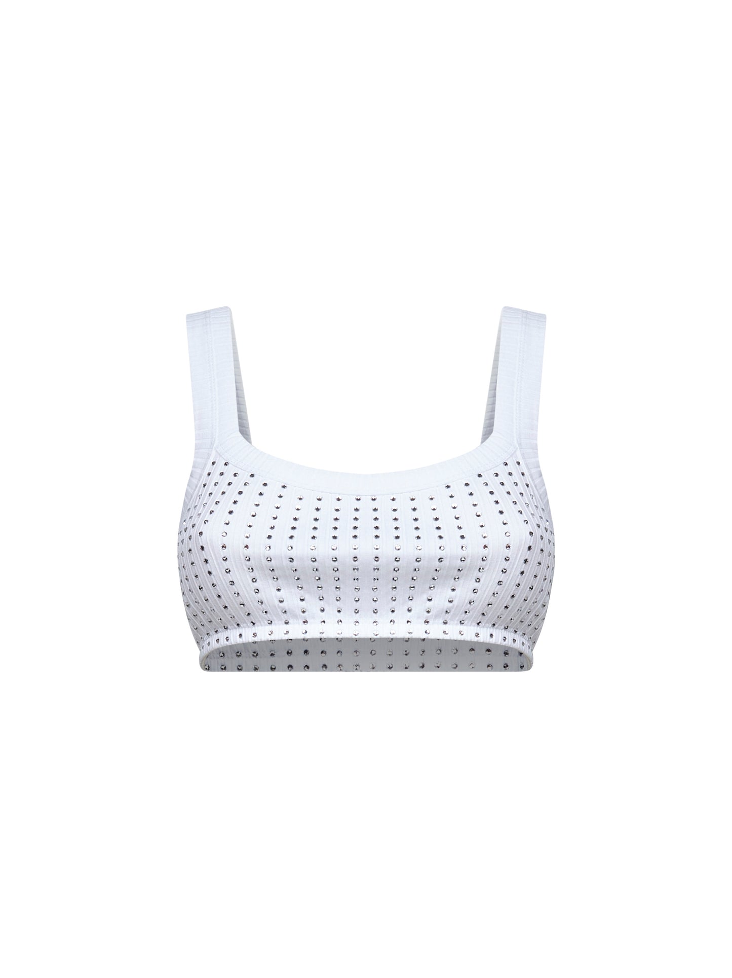 Bralette in cotone con termostrass bianco