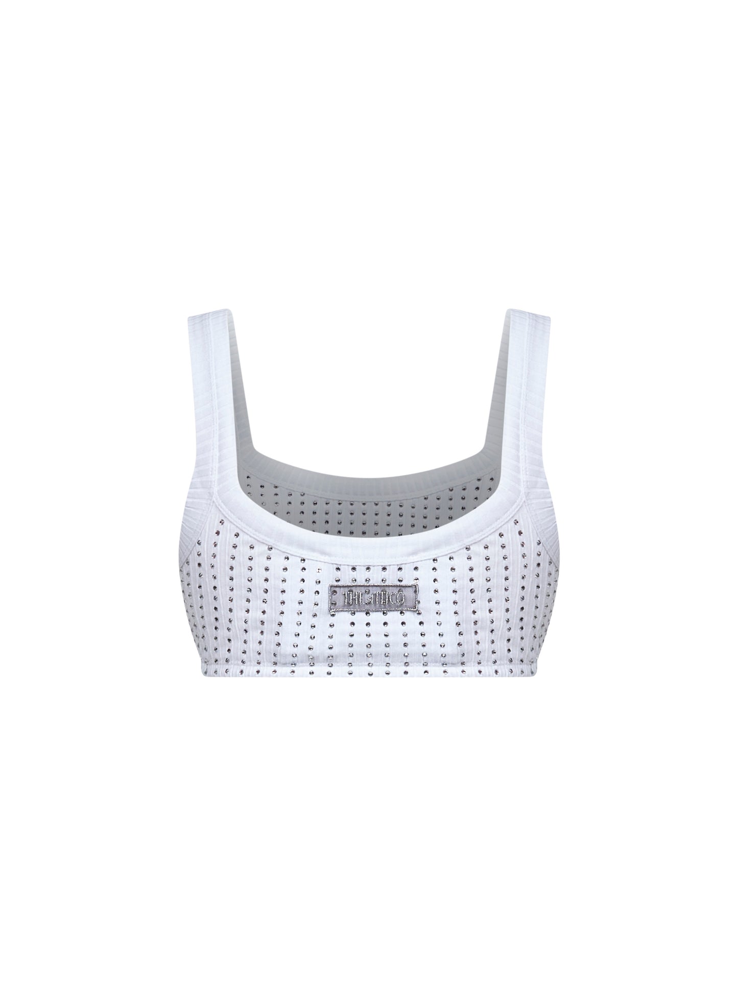 Bralette in cotone con termostrass bianco