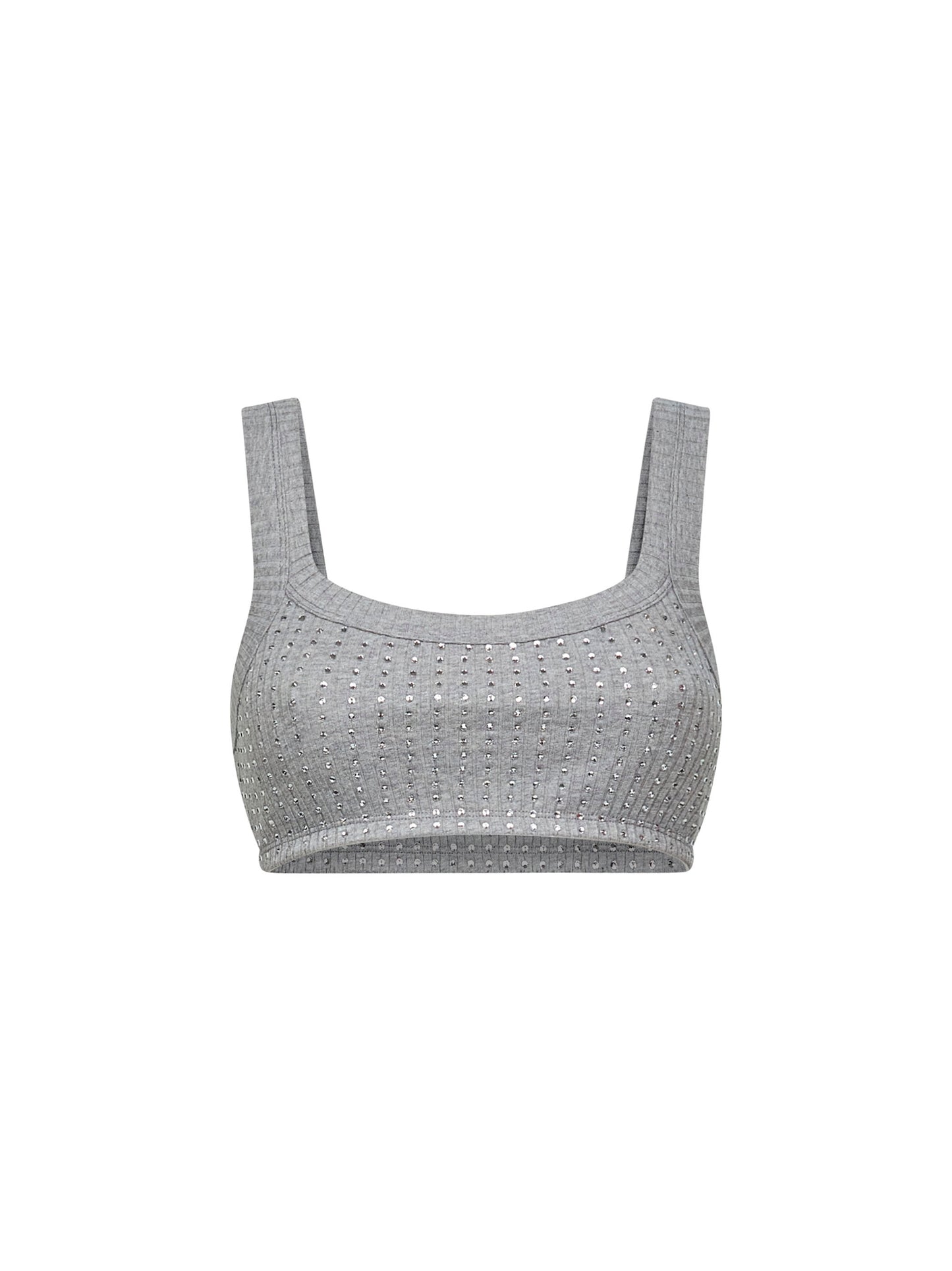 Grey cotton hotfix crystal bralette top