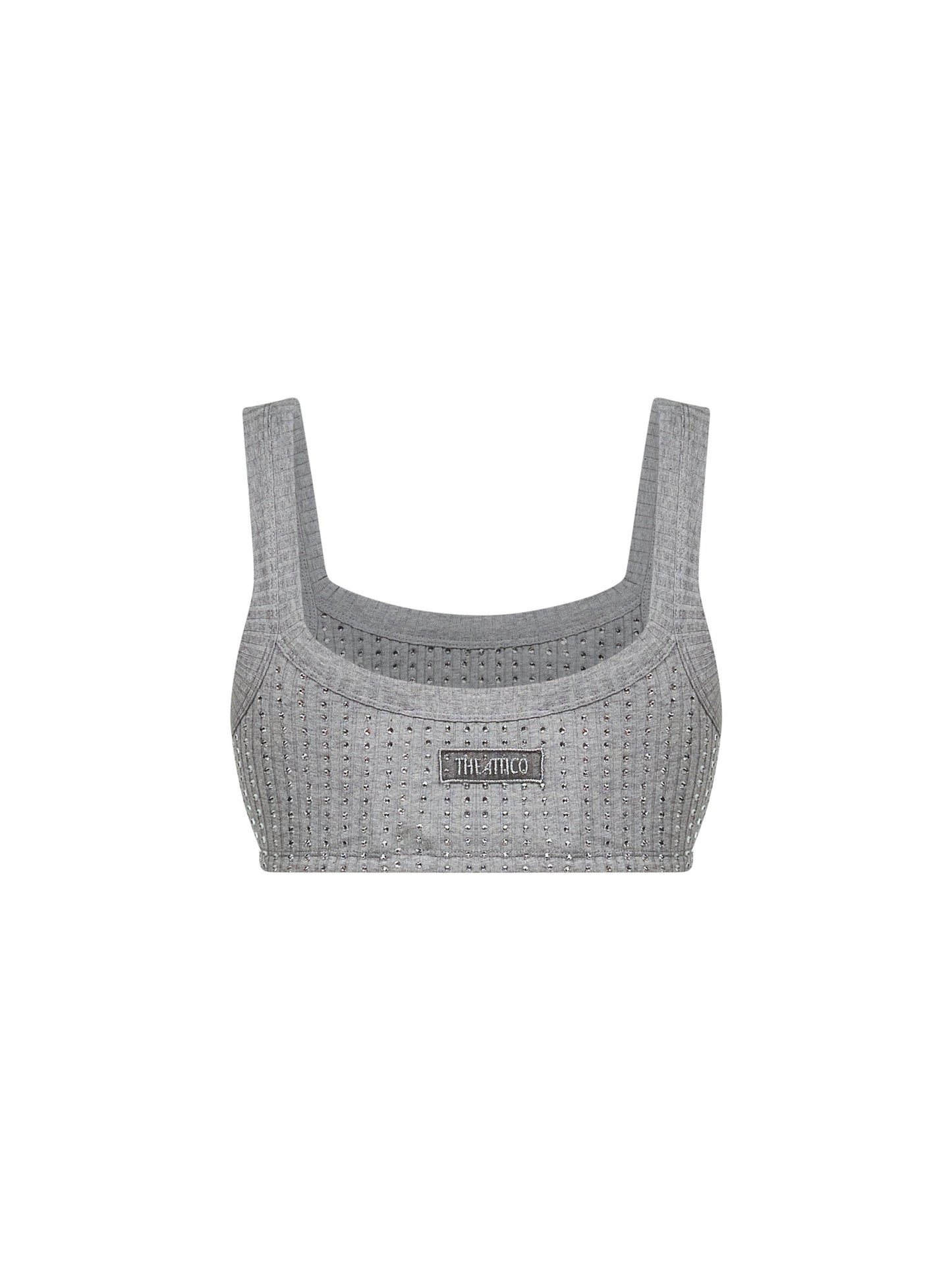 Grey cotton hotfix crystal bralette top