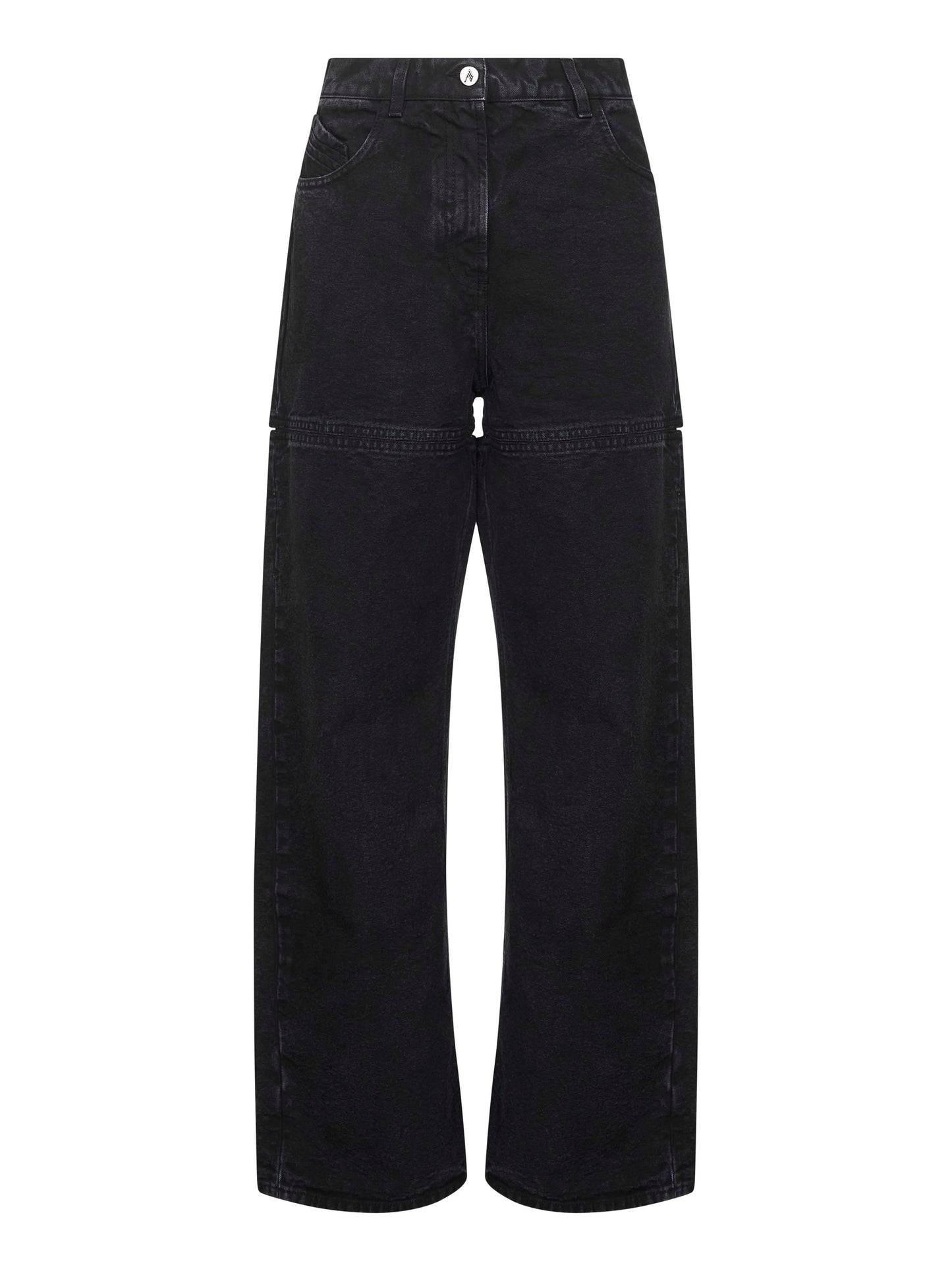 Black washed denim cut-out jeans