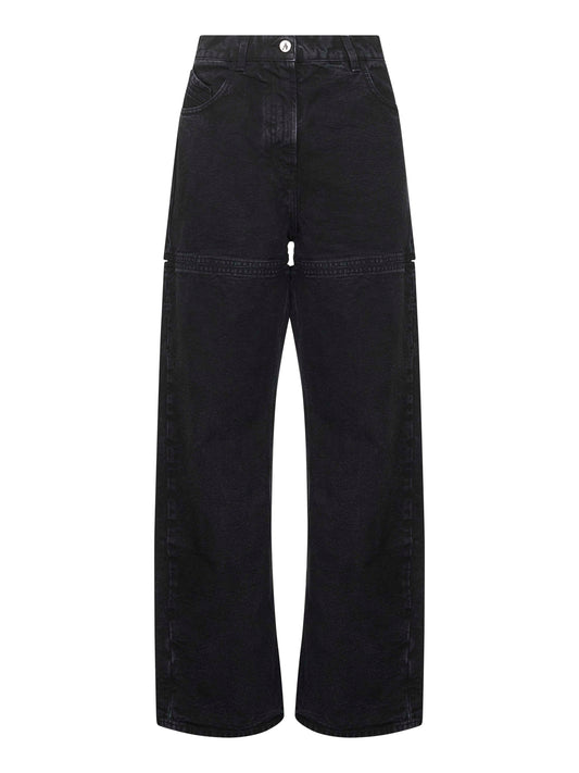Black washed denim cut-out jeans