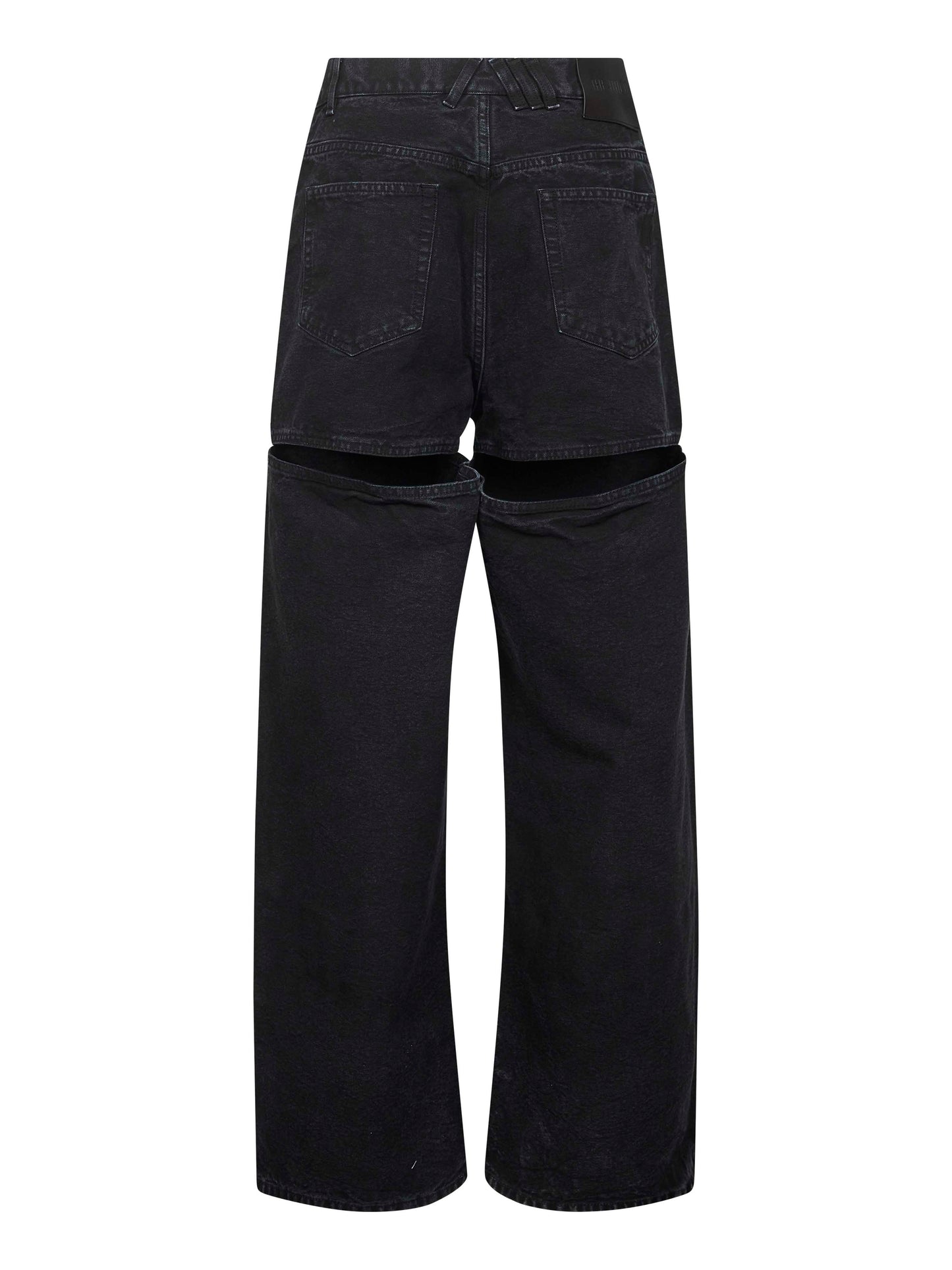 Black washed denim cut-out jeans