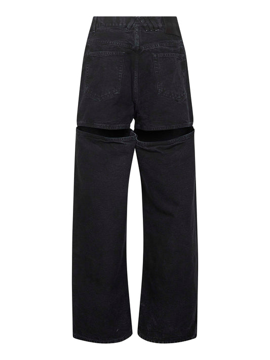 Black washed denim cut-out jeans