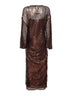 Brown sequin net knit midi dress