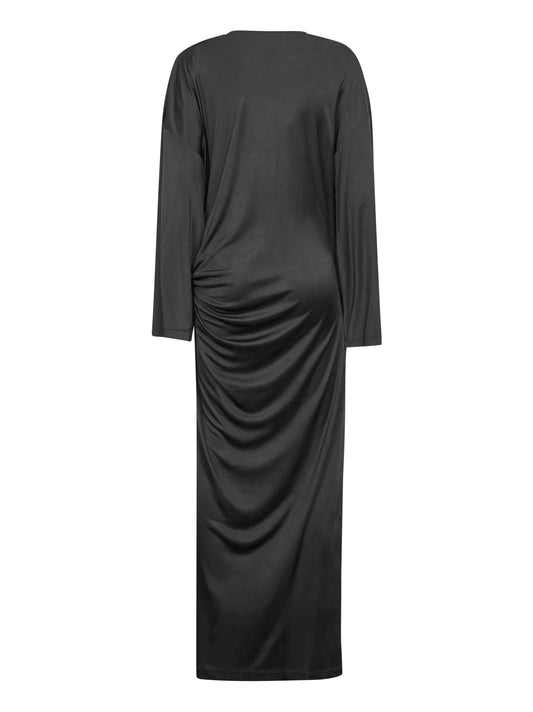 Grey shiny jersey midi dress