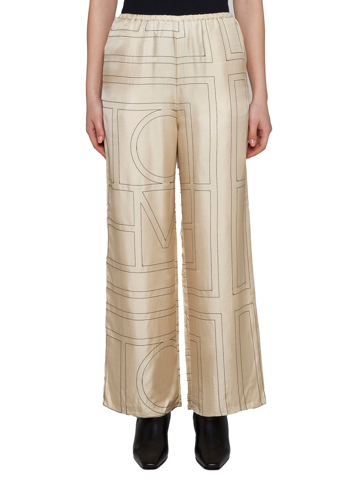 monogram silk pj bottoms