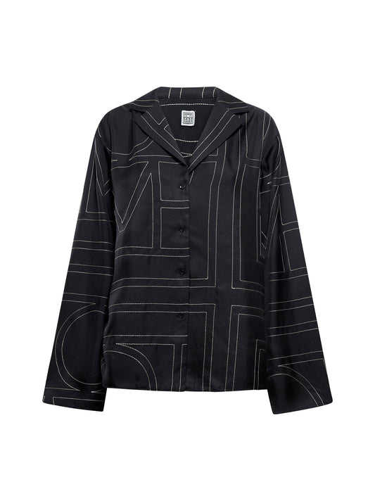 monogram silk pj top