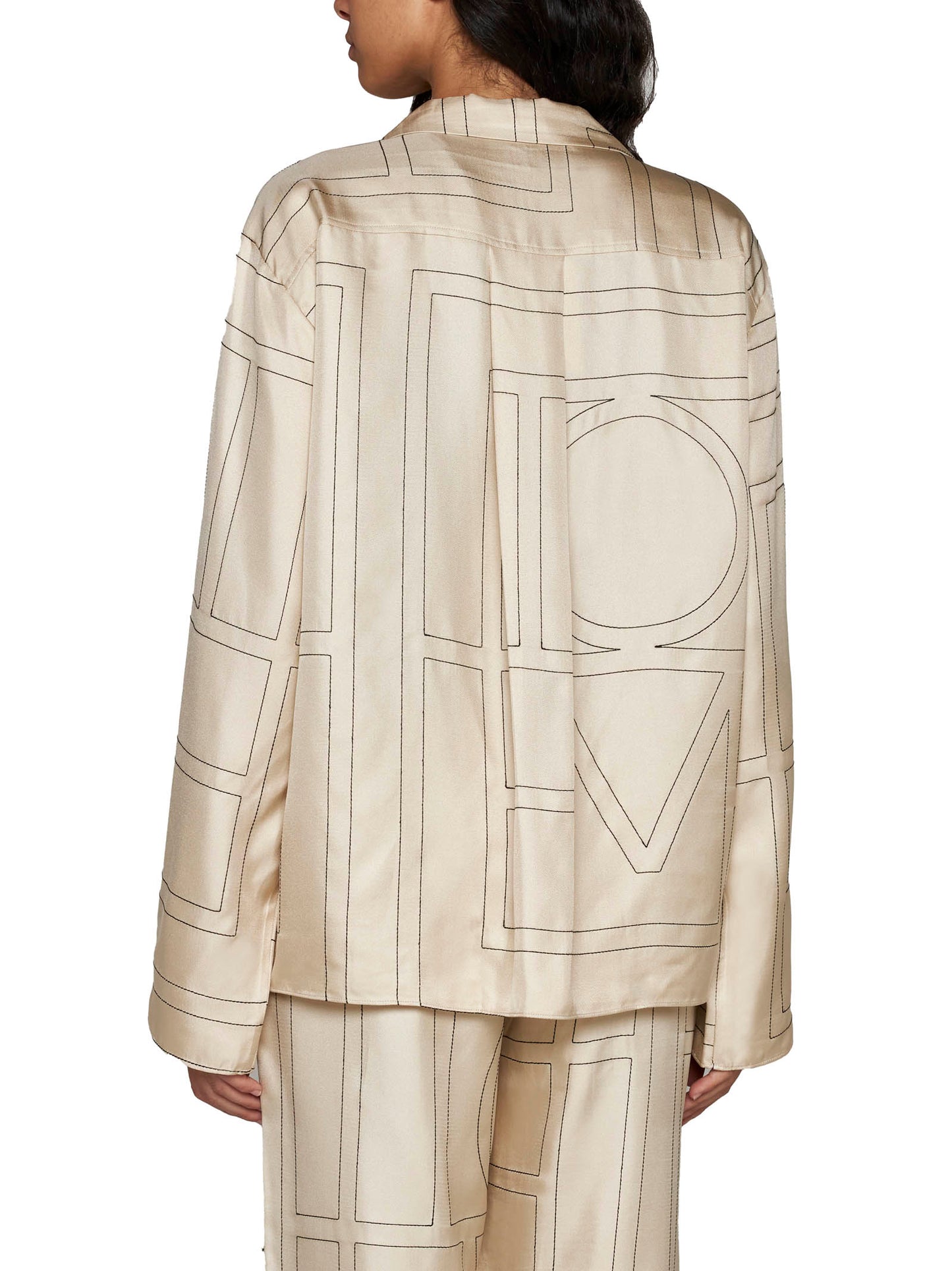 Beige silk shirt with monogram