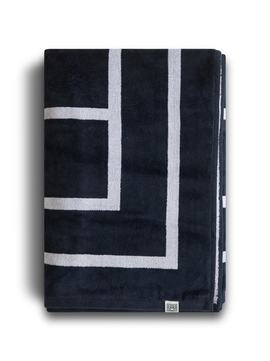 Blue organic cotton monogram beach towel