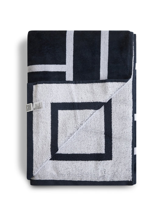 Blue organic cotton monogram beach towel