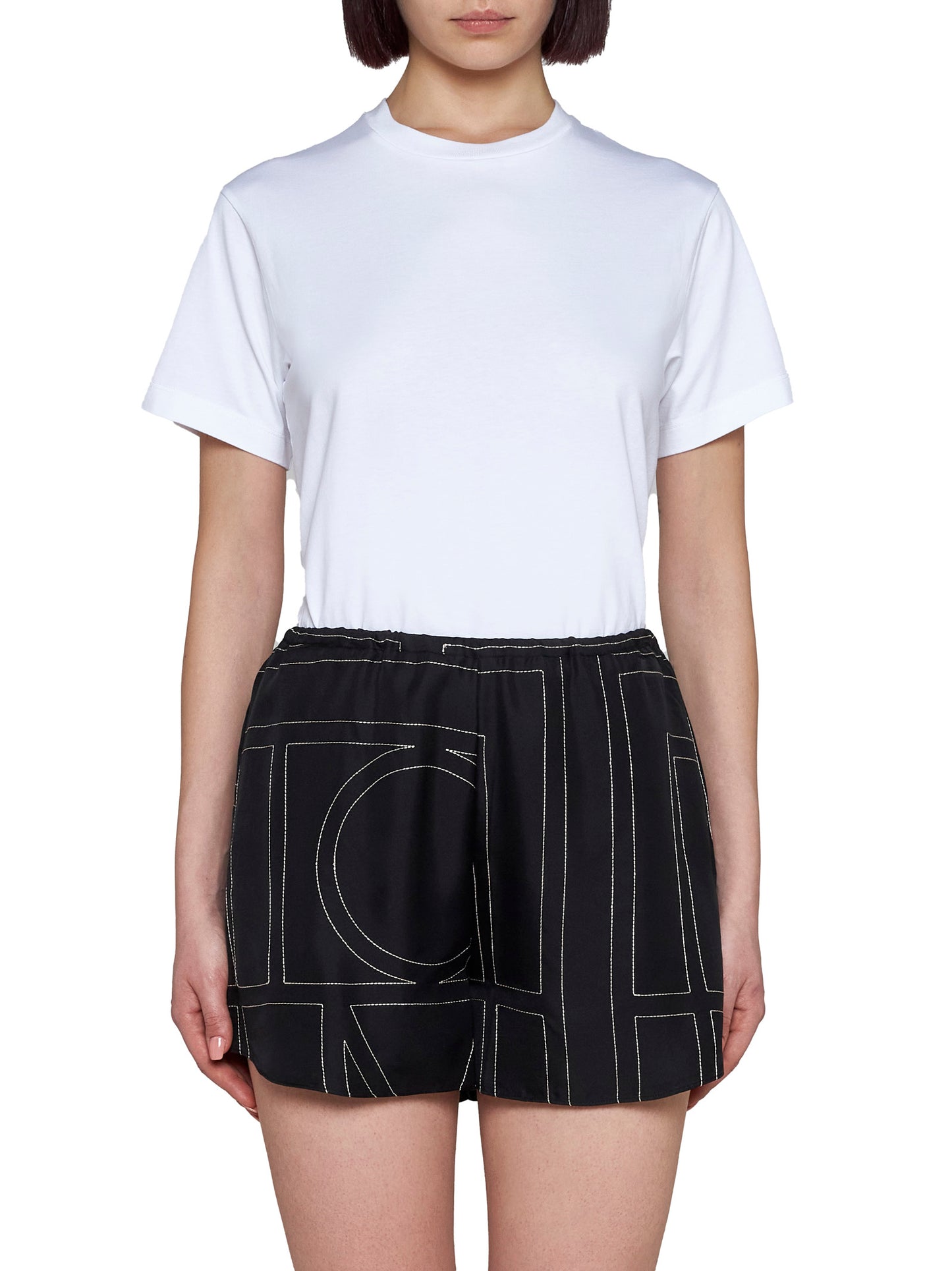 monogram silk pj shorts