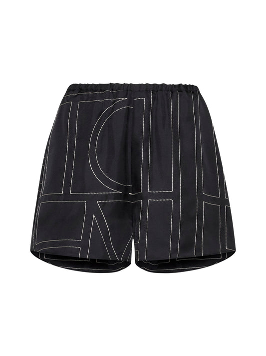 monogram silk pj shorts