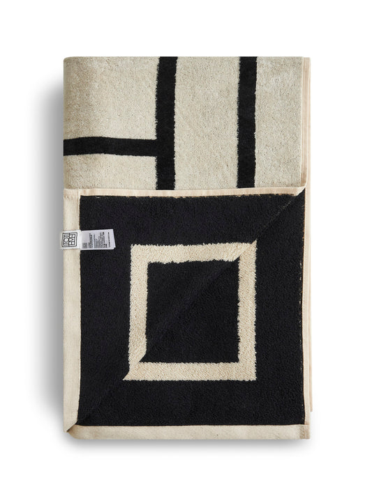 Ivory organic cotton monogram beach towel