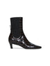 Brown crocodile embossed leather ankle boots