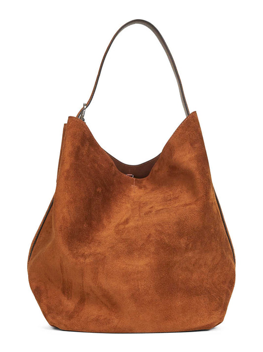 Tan Belted suede tote bag
