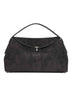 Espresso T-Lock suede top handle bag