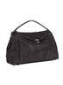 Espresso T-Lock suede top handle bag