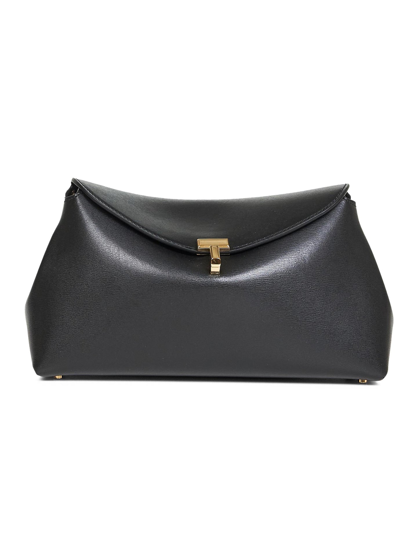 Black T-Lock leather clutch bag