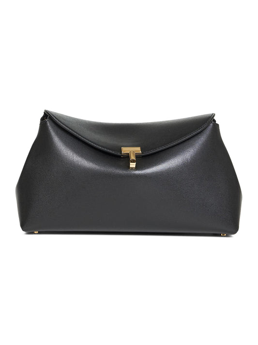 Black T-Lock leather clutch bag