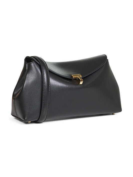Black T-Lock leather clutch bag