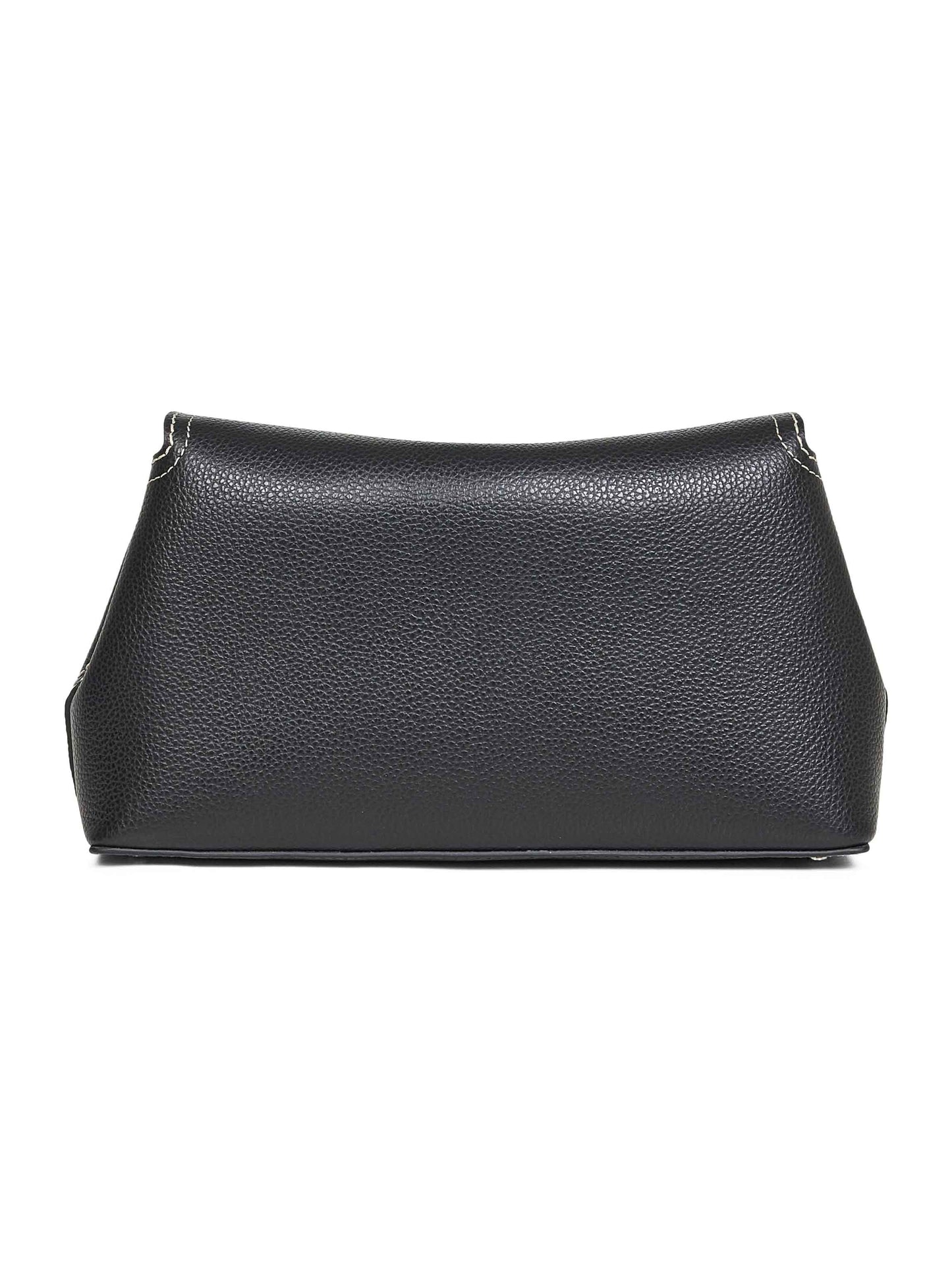 Black T-Lock grained-leather clutch bag