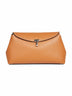 Tan T-Lock grained-leather clutch bag
