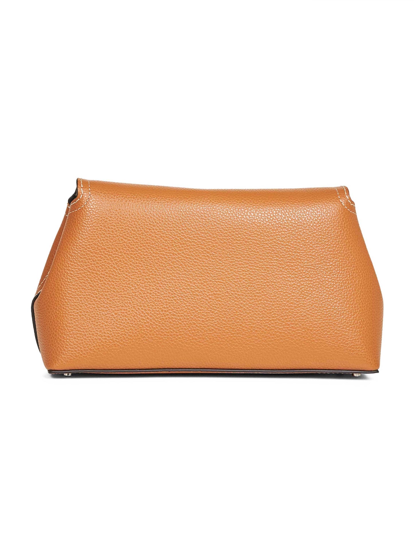 Tan T-Lock grained-leather clutch bag