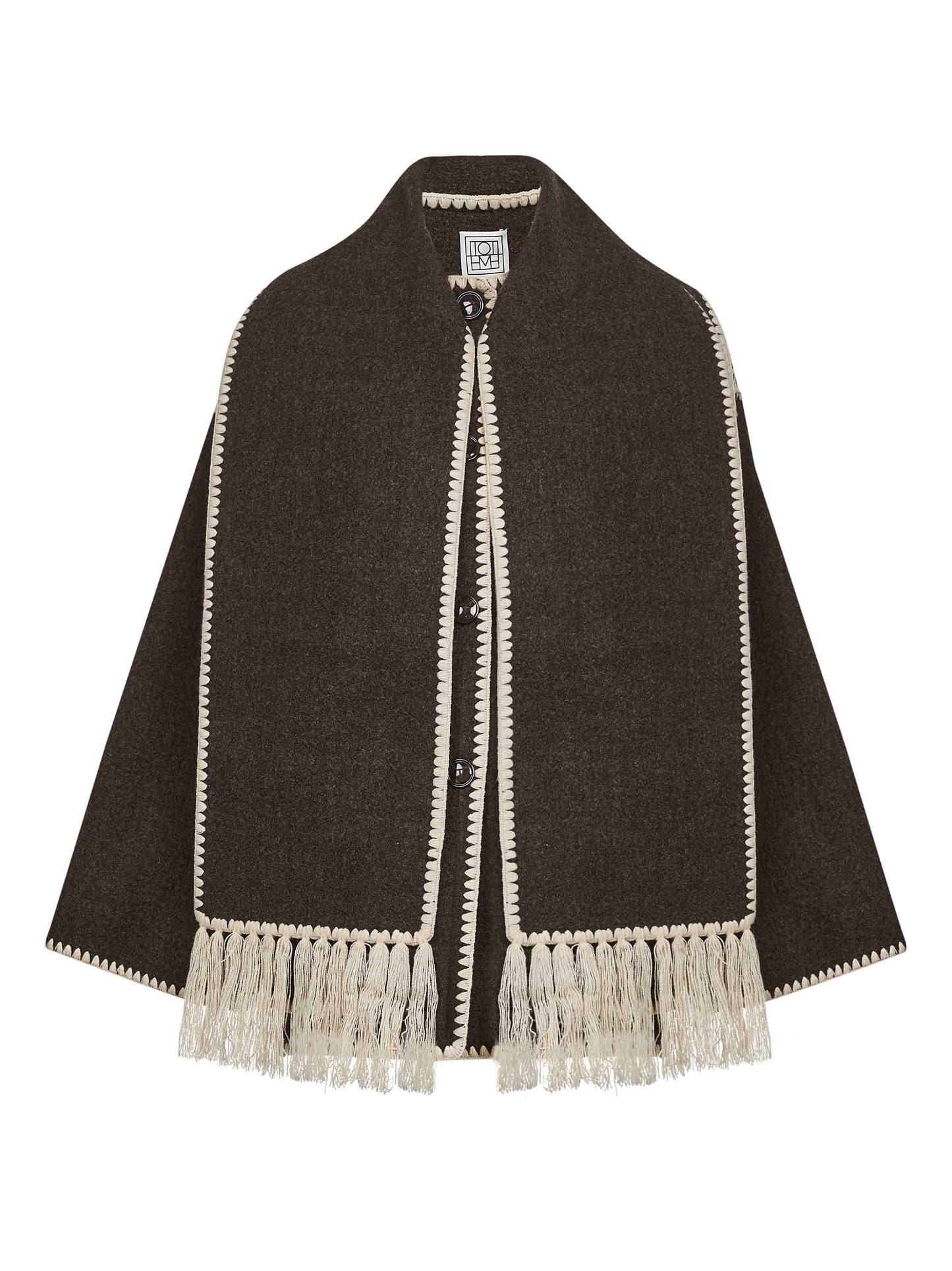 Brown felt embroidered scarf jacket