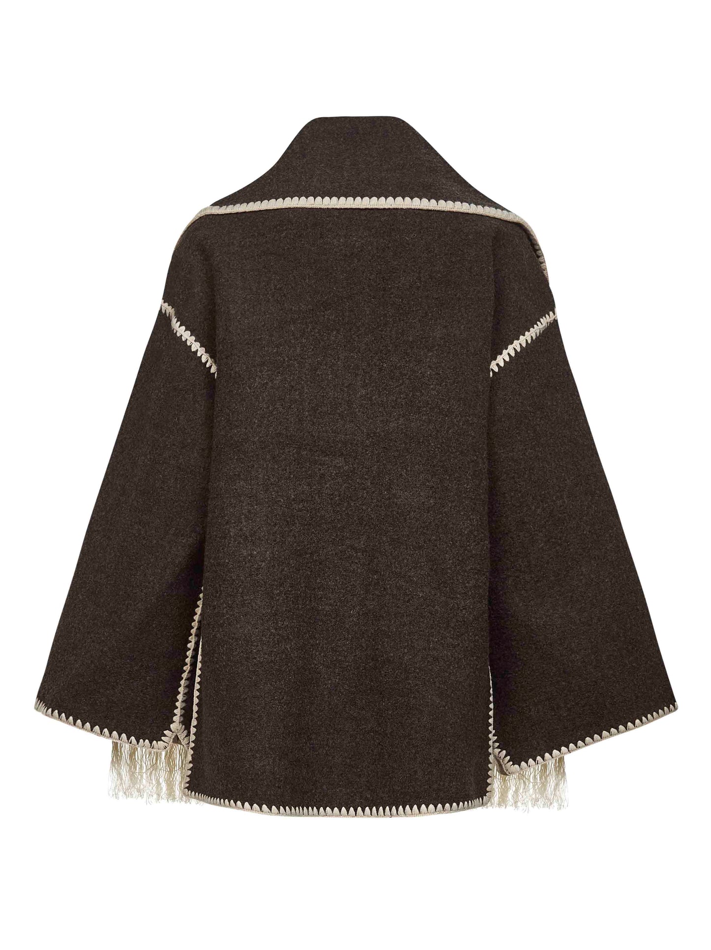 Brown felt embroidered scarf jacket