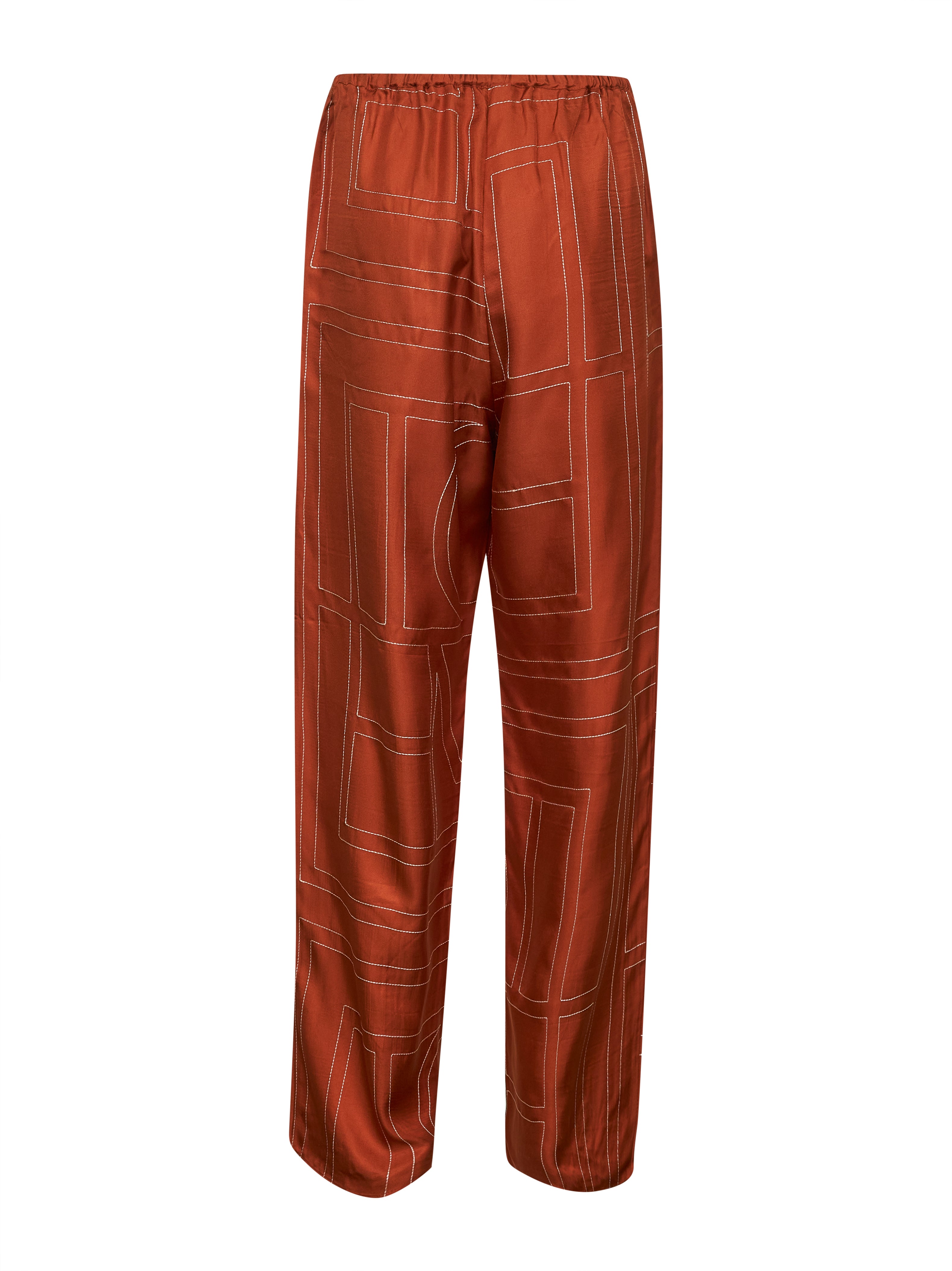 パンツ TOTEME Woman Pants Brown 241WRB1092FB0089 161 Monogram silk pj bottoms terracotta – TOTEME