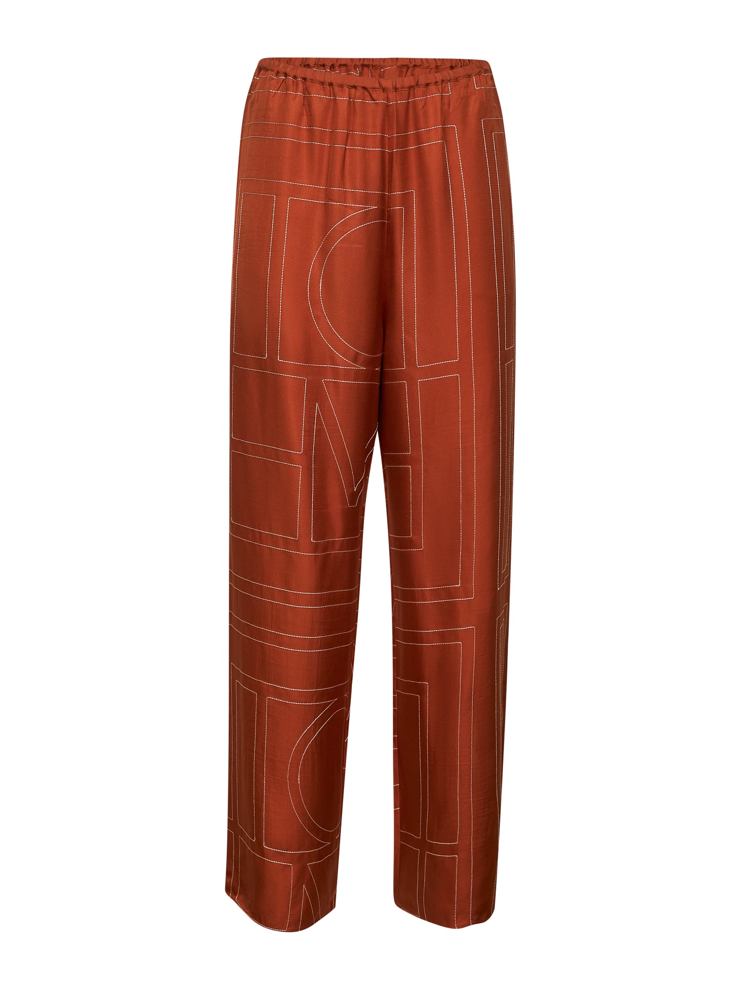 Orange silk twill Monogram pajama pants