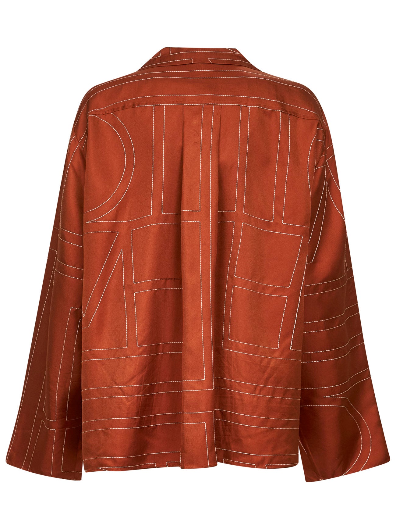 Orange silk twill Monogram pajama shirt