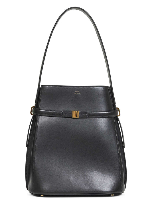 Black Belted leather bucket bag