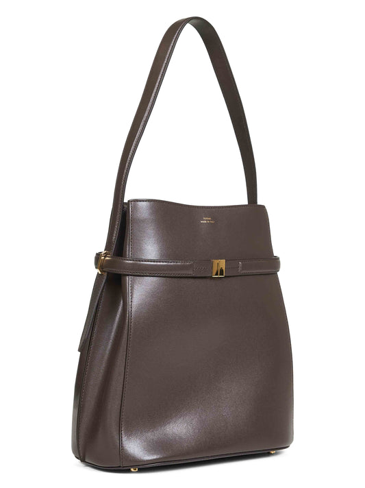 Bark Belted leather bucket bag