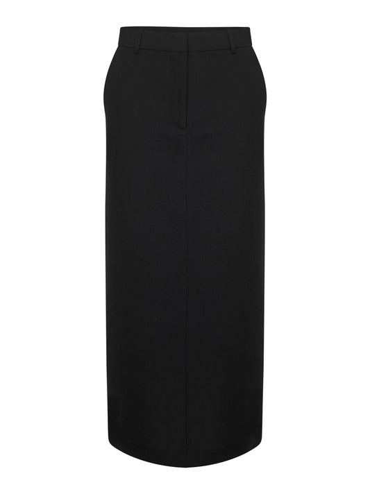 Black canvas low-waist straight long skirt