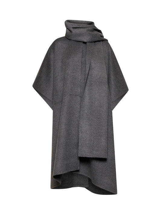 Grey wool scarf coat