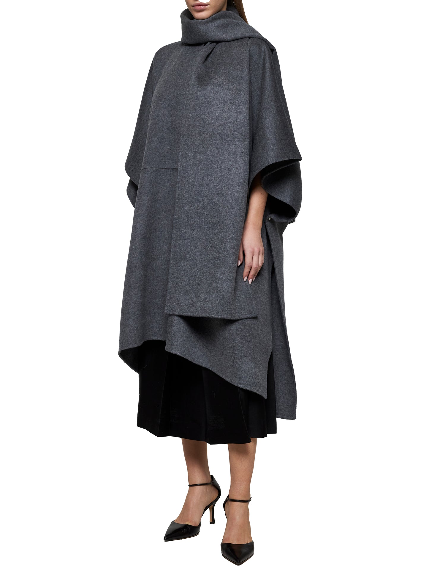 Grey wool scarf coat