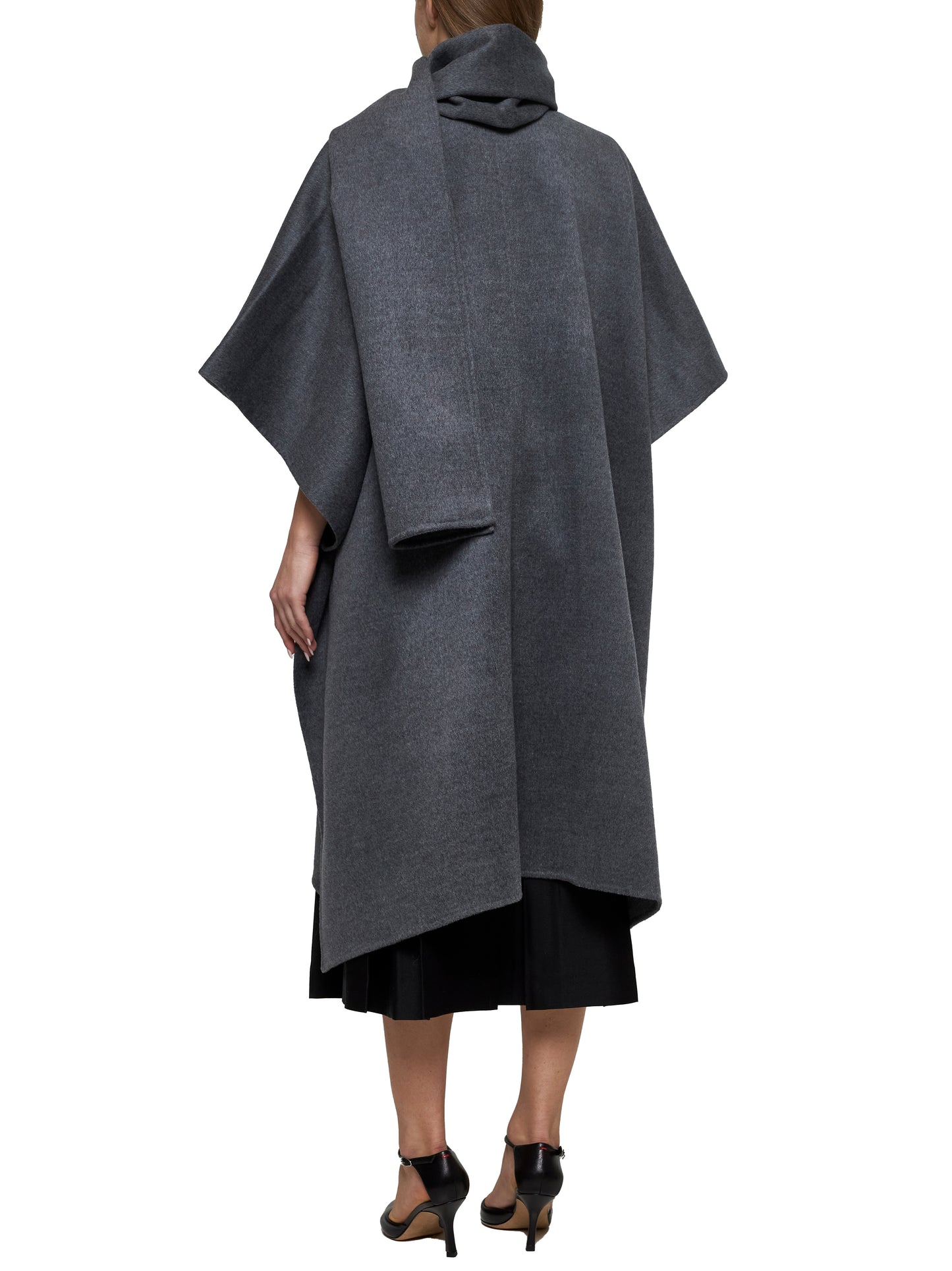 Grey wool scarf coat