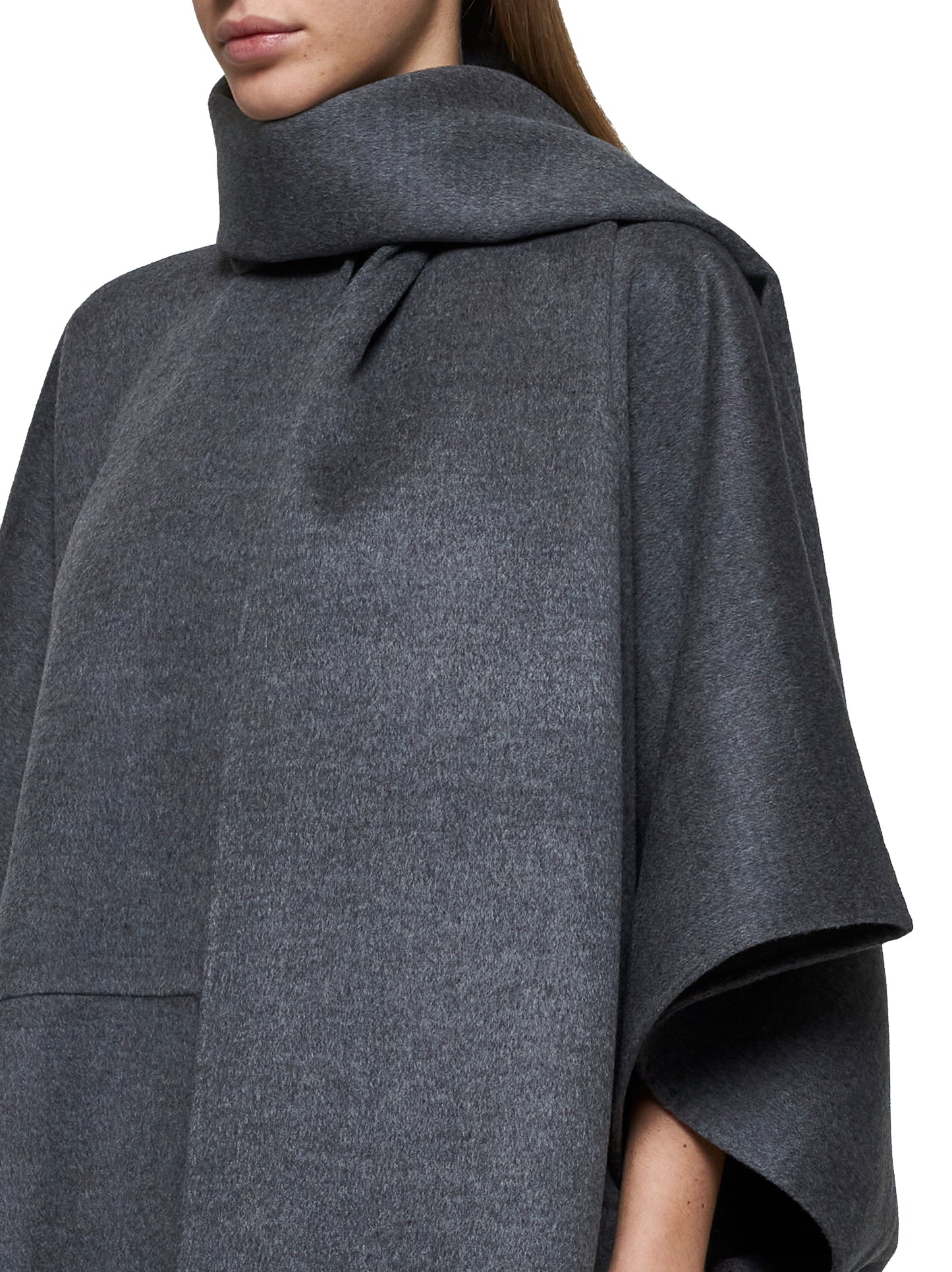 Grey wool scarf coat