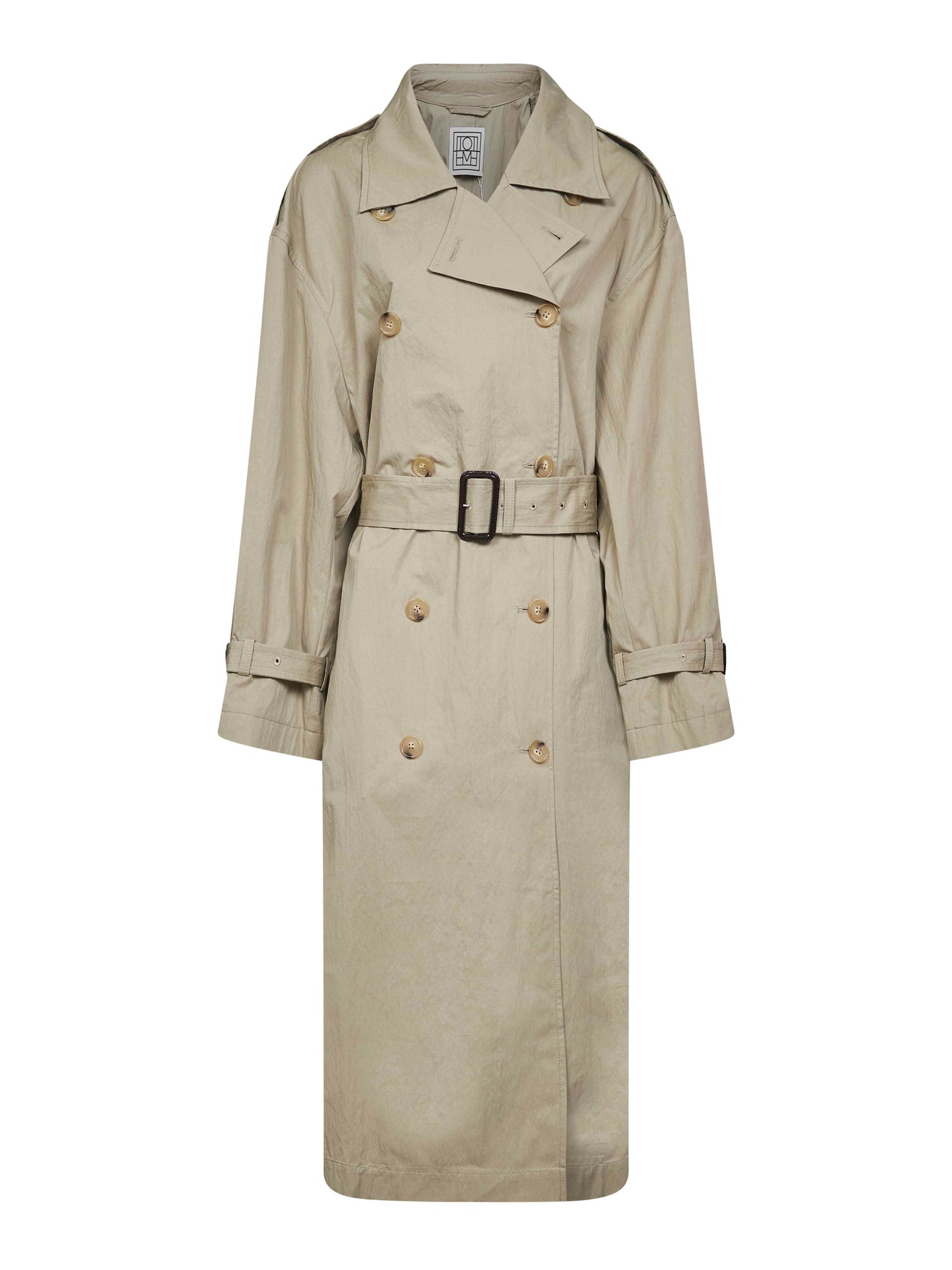 Clay crisp cotton blend double-breasted trench coat