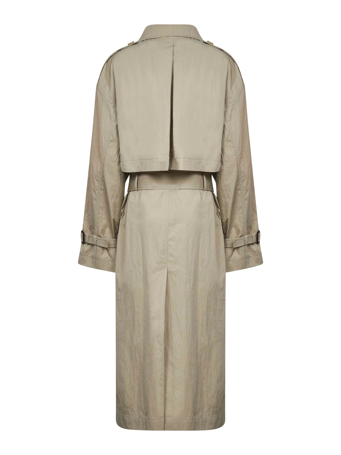 Clay crisp cotton blend double-breasted trench coat